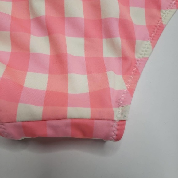 Solid & Striped Gingham Check Bikini Bottoms L White Neon Pink Orange - Picture 6 of 10